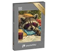 puzzleYOU : Puzzle de 100 pièces « Raton Laveur se Relaxant au Soleil »
