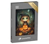 puzzleYOU : Puzzle de 100 pièces « Sorcière dans la Nuit d'halloween »