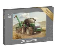 puzzleYOU : Puzzle de 100 pièces « Tracteur avec remorque sur Un Chemin de Terre »
