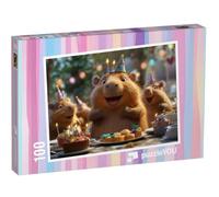 puzzleYOU : Puzzle de 100 pièces « Une fête d’Anniversaire Amusante pour Les capybaras »