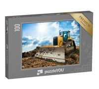 puzzleYOU : Puzzle de 100 pièces « Une Pelleteuse Jaune sur Un Nouveau Chantier »