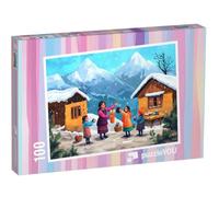 puzzleYOU : Puzzle de 100 pièces « Voyage enneigé vers Les Plus Hauts Sommets »