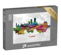 puzzleYOU : Puzzle de 1000 pièces « Aquarelle de la Ligne d'horizon de Lyon »