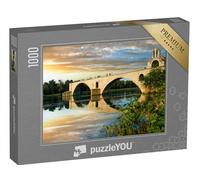 puzzleYOU : Puzzle de 1000 pièces « Beau Paysage du Soir du Pont d'Avignon et de la Chapelle Saint-Nicolas sur Le Rhône »