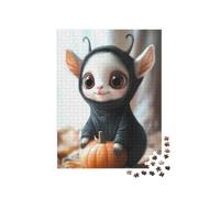 puzzleYOU : Puzzle de 1000 pièces « Bébé chèvre déguisé en Chat, Halloween »