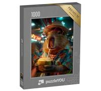 puzzleYOU : Puzzle de 1000 pièces « Capybara dans Une Chemise hawaïenne avec Cocktail Assorti »