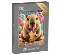 puzzleYOU : Puzzle de 1000 pièces « Capybara sirotant Un thé à Bulles »