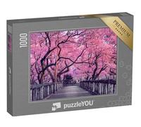 puzzleYOU : Puzzle de 1000 pièces « Cerisiers en Fleurs au-Dessus d'un Vieux Pont en Bois, Japon »
