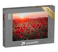 puzzleYOU : Puzzle de 1000 pièces « Champ de Coquelicots au Coucher du Soleil »