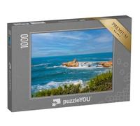 puzzleYOU : Puzzle de 1000 pièces « Coucher de Soleil sur Le célèbre Rocher de la Vierge dans la Ville de Biarritz, sur la côte Basque »