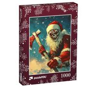 puzzleYOU : Puzzle de 1000 pièces « Douce Nuit, Nuit sanglante - Père Noël à la Hache »