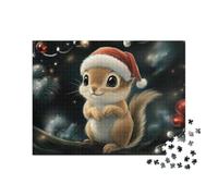 puzzleYOU : Puzzle de 1000 pièces « Écureuil avec Bonnet de Noël dans l'arbre de Noël »