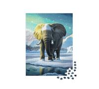 puzzleYOU : Puzzle de 1000 pièces « Éléphant dans Les aurores boréales »
