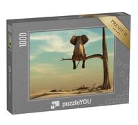 puzzleYOU : Puzzle de 1000 pièces « Eléphant Debout sur Une Branche Fine, Illustration »