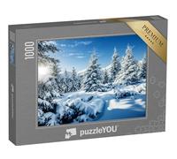 puzzleYOU : Puzzle de 1000 pièces « Épicéas Couverts de Neige dans Le Parc National des Carpates »