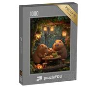 puzzleYOU : Puzzle de 1000 pièces « Famille Capybara dînant Ensemble »
