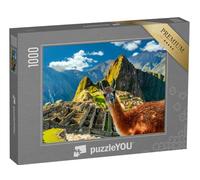 puzzleYOU : Puzzle de 1000 pièces « Lama Debout au Point de Vue du Machu Picchu au Pérou »