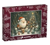 puzzleYOU : Puzzle de 1000 pièces « Le Père Noël Offre des Cadeaux aux fantômes Duveteux de la forêt »