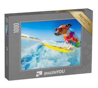 puzzleYOU : Puzzle de 1000 pièces « Le Roi des surfeurs : Le Chien Jack Russell Surfe la Vague Parfaite »