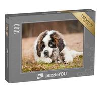 puzzleYOU : Puzzle de 1000 pièces « Les Meilleurs Amis : Un Chiot Saint-Bernard avec des Petits Chatons »