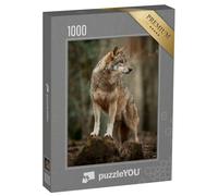 puzzleYOU : Puzzle de 1000 pièces « Loup Gris dans Une Pose de Flair dans la forêt »