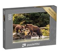 puzzleYOU : Puzzle de 1000 pièces « Mère Ours pêchant avec Ses Petits, Alaska »