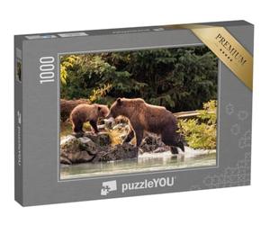 puzzleYOU : Puzzle de 1000 pièces « Mère Ours pêchant avec Ses Petits, Alaska »