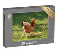 puzzleYOU : Puzzle de 1000 pièces « Mère Poule et Ses Poussins dans Une Verte Prairie »