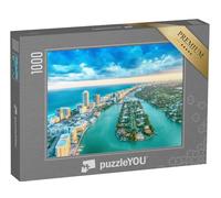 puzzleYOU : Puzzle de 1000 pièces « Miami Beach, Magnifique Vue aérienne des bâtiments, de la rivière et de la végétation »