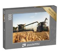 puzzleYOU : Puzzle de 1000 pièces « Moissonneuse-batteuse et Tracteur au Travail dans Un Champ de blé »