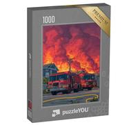 puzzleYOU : Puzzle de 1000 pièces « Opération Incendie avec Deux camions de Pompiers »