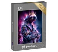 puzzleYOU : Puzzle de 1000 pièces « Paresseux avec Couronne et Manteau »