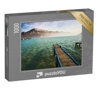 puzzleYOU : Puzzle de 1000 pièces « Passerelle en Bois et Brouillard matinal au lac d'Annecy dans Les Alpes françaises près d'Annecy »
