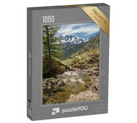 puzzleYOU : Puzzle de 1000 pièces « Petit ruisseau de Montagne en Corse avec Les Montagnes d'Asco et Le Monte Cinto en arrière-Plan »