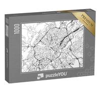 puzzleYOU : Puzzle de 1000 pièces « Plan vectoriel de Limoges en France avec des Rues Noires isolées sur Un Fond Blanc. »