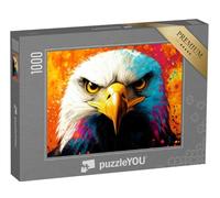 puzzleYOU : Puzzle de 1000 pièces « Pygargue à Queue Blanche en Couleur Pop Art éclaboussure »