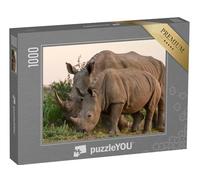 puzzleYOU : Puzzle de 1000 pièces « Rhinocéros Blanc et Son Petit en Namibie »