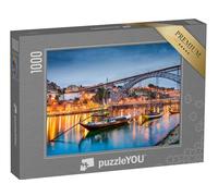 puzzleYOU : Puzzle de 1000 pièces « Silhouette de la Vieille Ville de Porto sur Le fleuve Douro, Portugal »