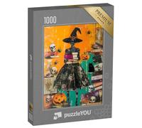 puzzleYOU : Puzzle de 1000 pièces « Sorcière Entre Livres et têtes de Mort »