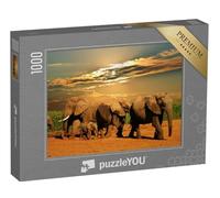 puzzleYOU : Puzzle de 1000 pièces « Troupeau d'éléphants d'Afrique, Parc National d'Addo Elephant, Afrique du Sud »