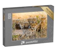 puzzleYOU : Puzzle de 1000 pièces « Une mère guépard et Ses Petits dans la Savane, Kenya »