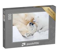puzzleYOU : Puzzle de 1000 pièces « Une ourse Polaire Joue dans la Neige avec Son Petit garçon »