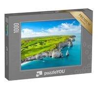 puzzleYOU : Puzzle de 1000 pièces « Vue aérienne de la Belle Falaise d'Etretat. Normandie, France, La Manche ou la Manche »