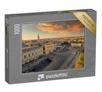 puzzleYOU : Puzzle de 1000 pièces « Vue aérienne de la Porte du Peyrou et de la Ville de Montpellier au Lever du Soleil, France »