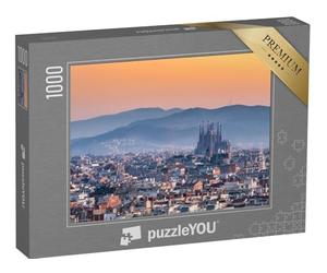 puzzleYOU : Puzzle de 1000 pièces « Vue de Barcelone avec la Sagrada Familia au Lever du Soleil, Espagne »