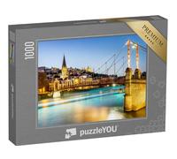 puzzleYOU : Puzzle de 1000 pièces « Vue Nocturne de la passerelle Saint-Georges à Lyon avec la cathédrale de Fourvière, France »