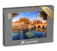 puzzleYOU : Puzzle de 1000 pièces « Vue panoramique matinale du Pont sur la Moselle à Metz, France »