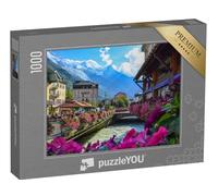 puzzleYOU : Puzzle de 1000 pièces « Vue sur la rivière Arve et Le Massif du Mont-Blanc, Chamonix »