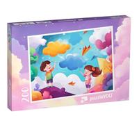 puzzleYOU : Puzzle de 200 pièces « Avions en Papier et Nuages colorés »