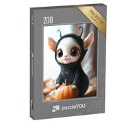 puzzleYOU : Puzzle de 200 pièces « Bébé chèvre déguisé en Chat, Halloween »